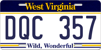 WV license plate DQC357