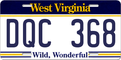 WV license plate DQC368