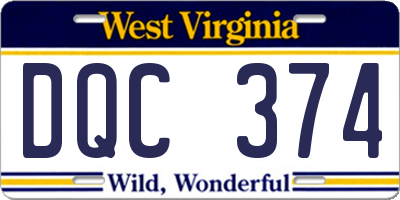 WV license plate DQC374