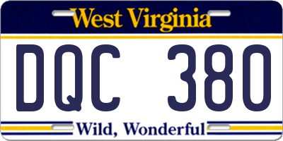WV license plate DQC380