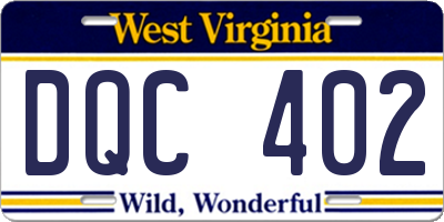 WV license plate DQC402