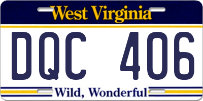 WV license plate DQC406