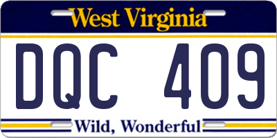 WV license plate DQC409