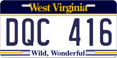 WV license plate DQC416