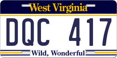 WV license plate DQC417