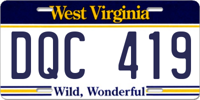 WV license plate DQC419