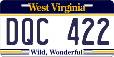 WV license plate DQC422