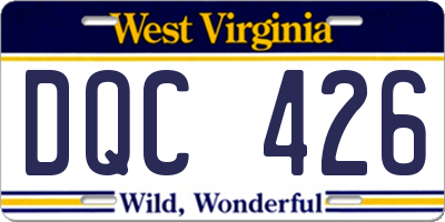 WV license plate DQC426