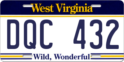 WV license plate DQC432