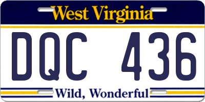 WV license plate DQC436