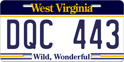 WV license plate DQC443