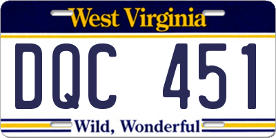 WV license plate DQC451