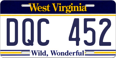 WV license plate DQC452