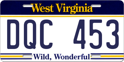 WV license plate DQC453