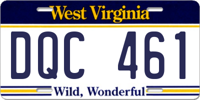 WV license plate DQC461
