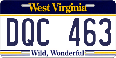 WV license plate DQC463
