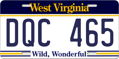 WV license plate DQC465