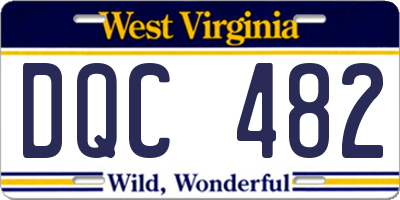 WV license plate DQC482