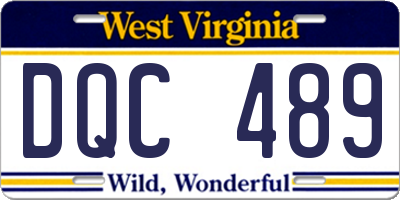 WV license plate DQC489