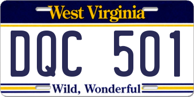 WV license plate DQC501