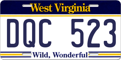 WV license plate DQC523