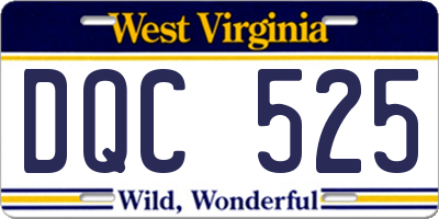 WV license plate DQC525