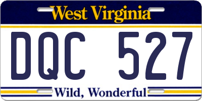 WV license plate DQC527