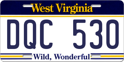WV license plate DQC530