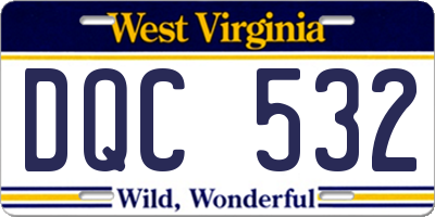 WV license plate DQC532