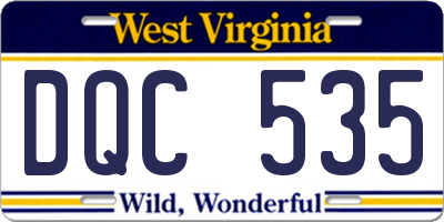 WV license plate DQC535