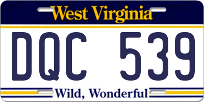 WV license plate DQC539
