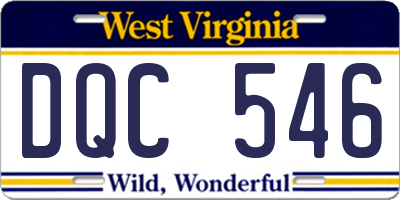 WV license plate DQC546