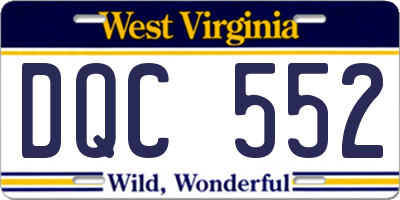 WV license plate DQC552