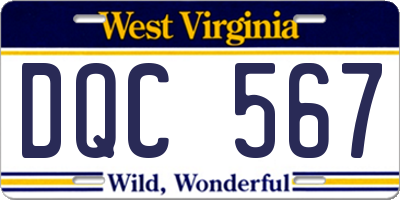 WV license plate DQC567