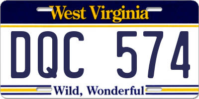 WV license plate DQC574