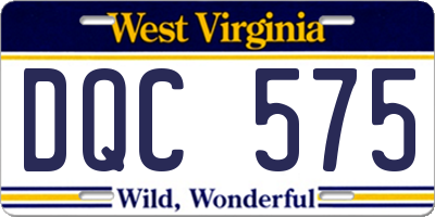 WV license plate DQC575