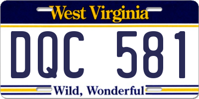 WV license plate DQC581
