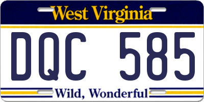 WV license plate DQC585