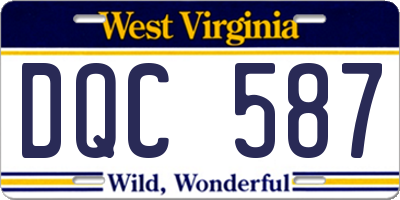 WV license plate DQC587