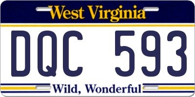 WV license plate DQC593