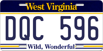 WV license plate DQC596