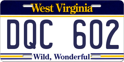 WV license plate DQC602