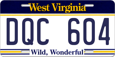 WV license plate DQC604