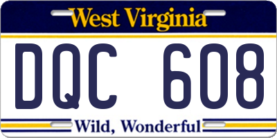 WV license plate DQC608
