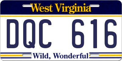 WV license plate DQC616