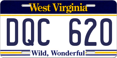 WV license plate DQC620
