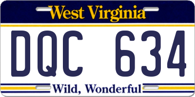 WV license plate DQC634