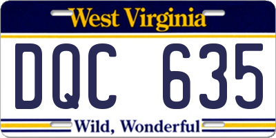 WV license plate DQC635