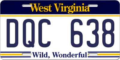 WV license plate DQC638