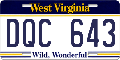 WV license plate DQC643